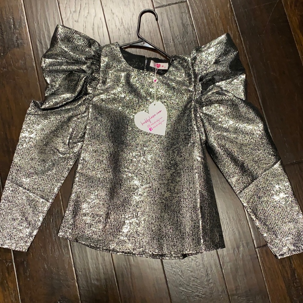 ROSIE EXAGGERATED PUFF SLEEVE TOP - ALUMINUM from BUDDY LOVE